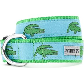 The Worthy Dog Alligators Stylish & Durable Dog Collars Adjustable and Comfortable Nylon Pets Collar with Strong Quick Release Buckle Fits Small Dogs Blue