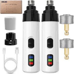 Heusom Silent Groom Pro Nail Grinder Cordless, Heusom Silent Groom Pro for Dogs and Cats, Dog Nail Trimmer Quick USB Charge with Replacement Grinding Heads (1+2*Replacement Head)