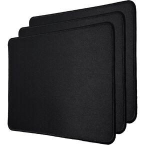 3-Pack Mouse Pad with Stitched Edge and Non-Slip Rubber Base - Cloth Surface Large Mouse Pads for Laptop, Desktop Computers, Office, Home & Gaming, 10.3 x 8.4 in, Black