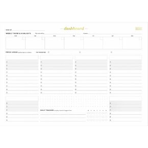 Ink+Volt Dashboard Deskpad | Undated Weekly Planner Notepad with 52 Undated Sheets, Premium Productivity Planner, Minimalist Weekly to do List for Work & Study | A4 Size | Made in the USA