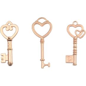 Makhry Mixed 30 Antique Style Vintage Skeleton Keys Heart Shaped Key Craft Keys for Decoration Wedding Party Antique Charms(Antique Bronze)
