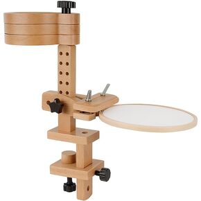 Embroidery Hoop Stand with Built-in Storage Tray - Adjustable Cross Stitch Stand, Embroidery Hoop Holder with Beech Wood Frame, Sturdy Lap Stand for DIY Craft Projects and Art Display