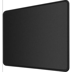 Mouse Pad with Anti-fray Stitching, Black, Computer Mousepad with Stitched Edges, Extra-Thick Comfort with Non-Slip Rubber Base, 9.4x8.3 inches