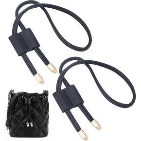 WADORN 2pcs Leather Bag Drawstring, 20.2inch/51cm Black Leather Slide String Keeper for Bucket Bag Pull String Adjustable Tote Bag Strap Drawstring Bunches Pocket Accessories for Boho Rogue Fringe Bag