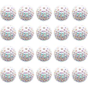 Rhinestone Beads, 10 Colors Sparkly Crystal Ball Beads, 20mm Diameter, DIY Jewelry Making (Multi Color)