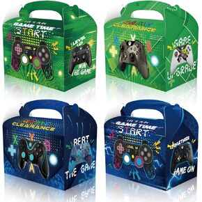 RIGHTA TECH 12 Packs Video Game Treat Gift Boxes for Gaming Birthday Party - Candy Goodie Cardboard Boxes With Handles for Snacks, Baby Shower Supplies Favors