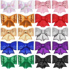 20 PCS Bow Sequin Glitter Bow Iron-on Applique Embroidered Patches Large Bow Sequin 2.75 Inch Bow Patch Iron on Patches Shiny Small Bows Patches for Clothing Bags Jackets Jeans DIY Craft Decoration