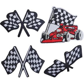 Racing Flag Checkered Patch, Moto Racing Chequered Flags Sewable Iron On Patch Emblem Badge for Truck Hats Clothes Jacket Jeans Backpacks