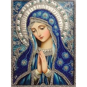LXTONG Virgin Mary Prayer Diamond Art Kits for Adults, Virgin Mary Diamond Art Painting, Religion Crystal Rhinestones Diamond Painting for Beginners Home Wall Decor (12X16 inches)