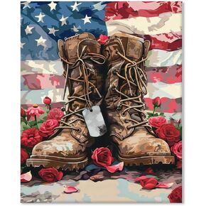 GOUGOUFAFA Independence Day Diamond Painting Kits- 4 of July Boots Diamond Art Kits for Adults, 5D Diamond Painting Tools for Gift Home Wall Decor(12x16inch)
