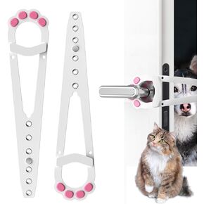 2 Pcs Cat Door Latch, Cat Door Stopper Pet Door Latch to Keep Dog Out of Litter Box and Food, Door Prop for Cat with 7 Adjustable Size, Keep Door Open 1.5" to 6" (White)