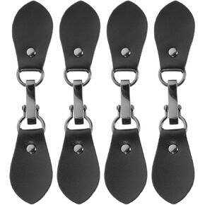 Healifty 4pcs Leather Tab Closure Clip Holder Buckle Clasp Pin for Poncho Cape Cardigan Wrap Shawl Accessories Black