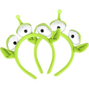 CCINEE Alien Plush Headwear - Green Three-eyed Headband for Halloween Party Supply