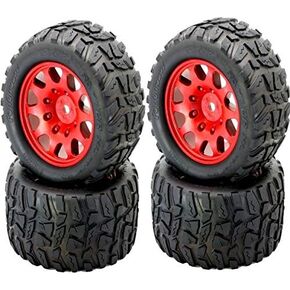 Powerhobby Raptor XL Belted Tires/Viper Wheels RED (4) Compatible with : Traxxas X-Maxx 24mm HEX