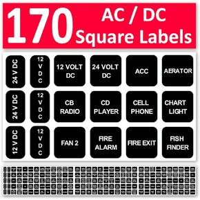 Littversions 170 Pcs Square Replacement for Blue Sea AC DC Circuit Battery Dashboard Switch Panels Directory Labels Stickers Decal 4215 4216 4217 4218 Marine Boat Car ATV Auto Truck Yatch RV Camper