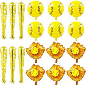 18 Pcs Softball Foil Balloons Softball Party Decorations 18 Inch Ball 20 Inch Glove 30 Inch Bat Balloons Sports Theme Softball Party Favors Softball Birthday Party Supplies for Gifts Props