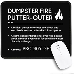 Dumpster Fire Putter-Outer Non-Slip Mouse Pad with Stitched Edge, Funny Mousepad Gifts for Manager Supervisor, Favorite Coworker Boss Gift, Thank You Gifts for Men Women, Appreciation Gifts