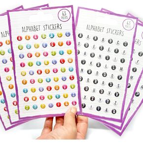 378pcs Small Letter Alphabet Stickers 6 Sheets, Self-Adhesive Pastel and Black Puffy Stickers for Decorative Scrapbooking Calendar Women Adult Girls DIY Gift Greeting Cards