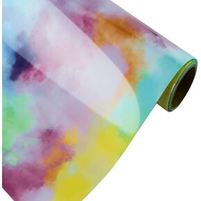 HTV Tie Dye Heat Transfer Vinyl by KISSWILL - 10 Inch x 5 Feet Splash-Color Iron on Vinyl for T-Shir, Glossy Reflective Tie Dye HTV Vinyl for DIY Clothing (red & Orange & Yellow)