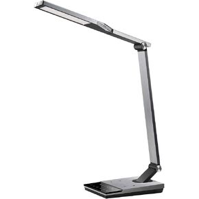 WorkPro™ LED USB Desk Lamp with Wireless Charger and Timer, 17-1/2"H, Brushed Metal/Gray