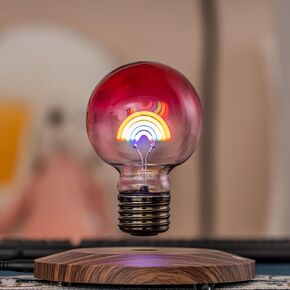 Rainbow Floating Light Bulb, Magnetic Levitating Lamp with 360 Automatic Rotating, LED Light, Unique Gifts Room Home Office Decor