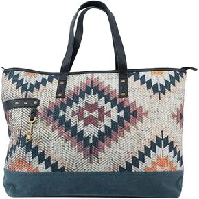 Western Style Upcycled Recycled Vintage Shoulder Bag with Laptop Compartment and Vegan Leather