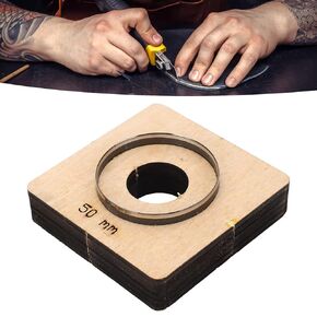 Leather Punch Cutting Die, Round Shape, 50mm Diameter, Alloy Steel & Birch Wood, Manual Operation