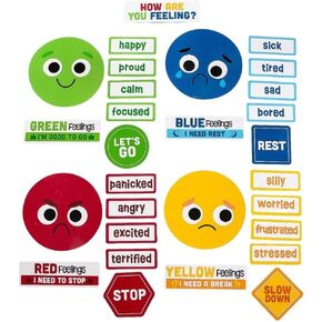 Fun Express Social Emotional Learning Emotion Check-in Cardstock Magnet Set – 29 Pieces, 2" to 7¾" Size, Classroom Tools for Emotional Check-ins