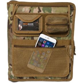 Tactical Notebook Covers Tactical 3-Ring Binder Cover | Fits 0.5"-1" Binders | Zippered Case for Military Field Admin | Durable Cordura Organizer for Documents & Notes (Black)