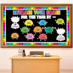 Growth Mindset Classroom Bulletin Board Decoration Brain Bulletin Board Set Decor Inspirational Retrain Your Brain Cutouts Positive Sayings Accents for Back to School Teacher Supplies Chalkboard Wall