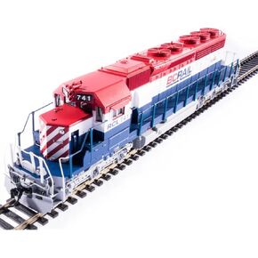 Broadway Limited 6777 EMD SD40-2, BC Rail 741, Red, White & Blue, Paragon4 Sound/DC/DCC, HO Scale