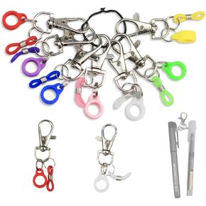 7 Colorful Lanyard Pen Holders Set | Retractable Silicone Pen Clip | Versatile Badge Holder for Lanyards | Stylish and Practical Accessories