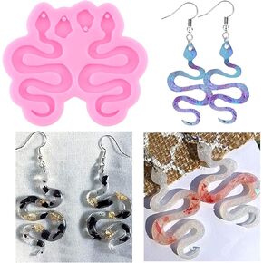 Snake Earrings Molds Snake Resin Silicone Earring Mold for DIY Earring Jewelry Keychain Backpack Pendant Jewelry Epoxy Making Necklace Decoration Craft