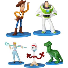 Disney Pixar Toy Story 4 Mini Figures Cake Toppers Set of 5 - Buzz Lightyear, Woody, Forky, Bo Peep, Rex