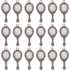SUNNYCLUE 1 Box 50Pcs Mirror Charms Bulk Silver Mirrors Charm Tibetan Style Alloy Pendants Metal Antique Vintage Cute Magic Charm for Jewelry Making Charms DIY Findings Bracelet Earrings Women Adult