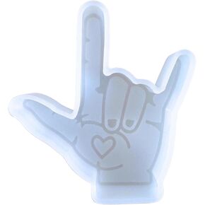 I Love You Sign Language Freshie Silicone Mold 5 x 4.5 x 0.8" inches ASL Heart for Scented Aroma Beads Supplies Resin, Car Candles, Soap Oven Safe Bake Heat Resistant to 400 F