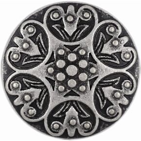 Bezelry 12 Pieces Carved Floret Metal Shank Buttons. 20mm (3/4 inch) (Antique Silver)
