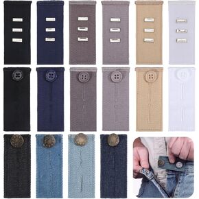 16Pcs Button Extender for Pants Jeans Waist Extender Adjustable Waistband Expander with Metal Hook for Women Men Pants Jeans Trousers Skirt