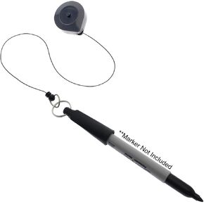 2 Pack - Retractable Pen Holder (Marker & Carpenter Pencil Compatible) "Stay Open" Ratcheting Pull Cord - Belt Clip Reel & Small Key Ring by Reel-N-Rite (STAYS EXTENDED Until Button is Pressed)