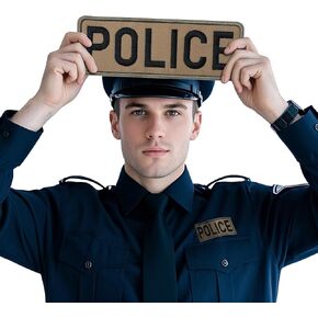 Police Embroidered Patches are Durable, for Uniforms, Vests, Jackets, Carriers, Hats. Two Sizes: Small and Large.(Police, Black)