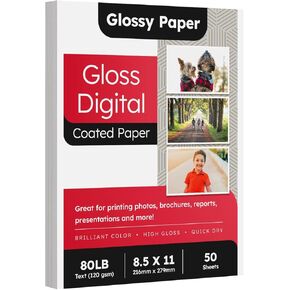 8.5 x 11 Full Color Copy Flyers Custom Copy Printing, White Glossy 80lb Text Paper, Upload Your Own Design and Add Text to your Image or Photo Brochures Letterhead Posters Flyers, 50 per Pack