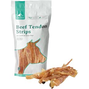 BARK'N BIG Beef Tendons for Dogs Made in USA - Single Ingredient Dog Treat - Premium All-Natural 100% USA Beef, High Protein, Low Fat, Tendon Chews for Dogs - 8-12 Inch - 12 Ct