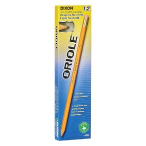 Dixon Oriole No.2 Pre-Sharpened Black Core Soft Pencils, Yellow, 12 Count (12886)
