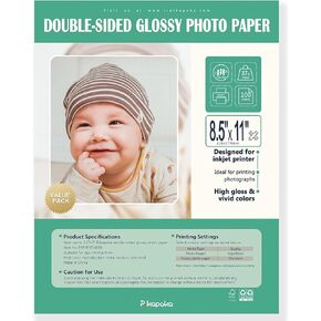 Thin Double Sided Glossy Brochure Photo Paper 8.5 x 11 Letter Size for Inkjet Printer, 100 Bulk Pack, 37lb, 140gsm (P8511YB140DG)