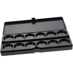 ARTIBETTER Manicure Painting Box with Wells Black Plastic Watercolor Mixing Tray for Pigment Durable and Easy to Clean Paint Palette for Artists and
