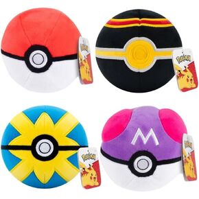 Pokemon 5" Poké Ball Plush 4-Pack - Includes Pokeball, Master, Quick, Luxury Ball - Officially Licensed - Soft Stuffed Toy Balls w/Weighted Bottom - Gift for Kids, Girls, Boys - 2+