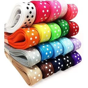 YAMA Polka Dot Grosgrain Ribbons Set - 3/8'' 40 Yards for Christmas Gift Ribbon Wrapping, Hair Bow Accessories DIY, 20x2yd Swiss Dot Fabric Ribbon