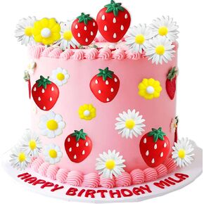 Strawberry Cake Topper Berry 1st Birthday Cake Topper Decoration Dasiy Flower Sweet Fruit Theme First Birthday Strawberry Baby Shower Birthday Party Supplies