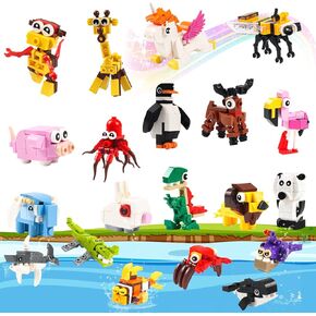 Fillers Min Animal Building Blocks Set 654 Pieces for Kids Birthday Party Classroom Prizes Easter Basket Stuffers Return Gifts Party Favors