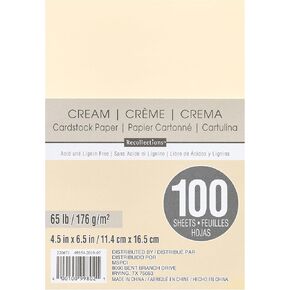 4.5" x 6.5" White Cardstock Paper by Recollections - Acid and Lignin Free Paper for Scrapbooks, Arts & Crafts - 100 Sheets